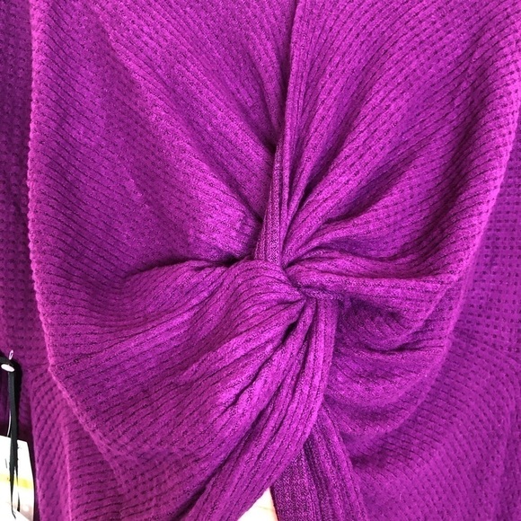 New 1.State Knot Back Waffle Knit Top in Crushed Berry - Picture 5 of 11